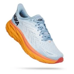 Chaussures HOKA Clifton 8 Blanc Gris Orange Femme