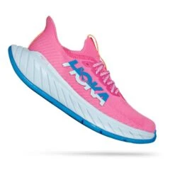 Chaussures HOKA Carbon X 3 Rose Chewing-gum Bleu Blanc Femme
