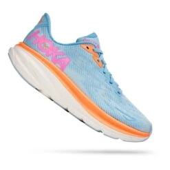 Chaussures HOKA Clifton 9 Bleu Clair Orange Rose Femme