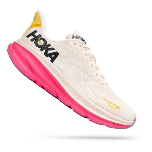 Chaussures HOKA Clifton 9 Blanc Rose Jaune Femme 3 Chaussures HOKA Clifton 9 Blanc Rose Jaune Femme