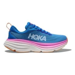 Hoka 22 Chaussures HOKA Bondi 8 Bleu Marine Rose Clair Blanc Femme