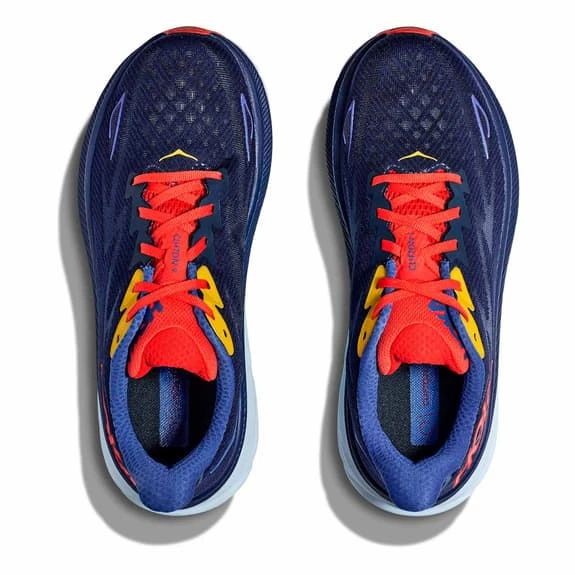 Chaussures HOKA Clifton 9 Wide Bleu Foncé Rouge Brillant Jaune 8 Chaussures HOKA Clifton 9 Wide Bleu Foncé Rouge Brillant Jaune – Image 6