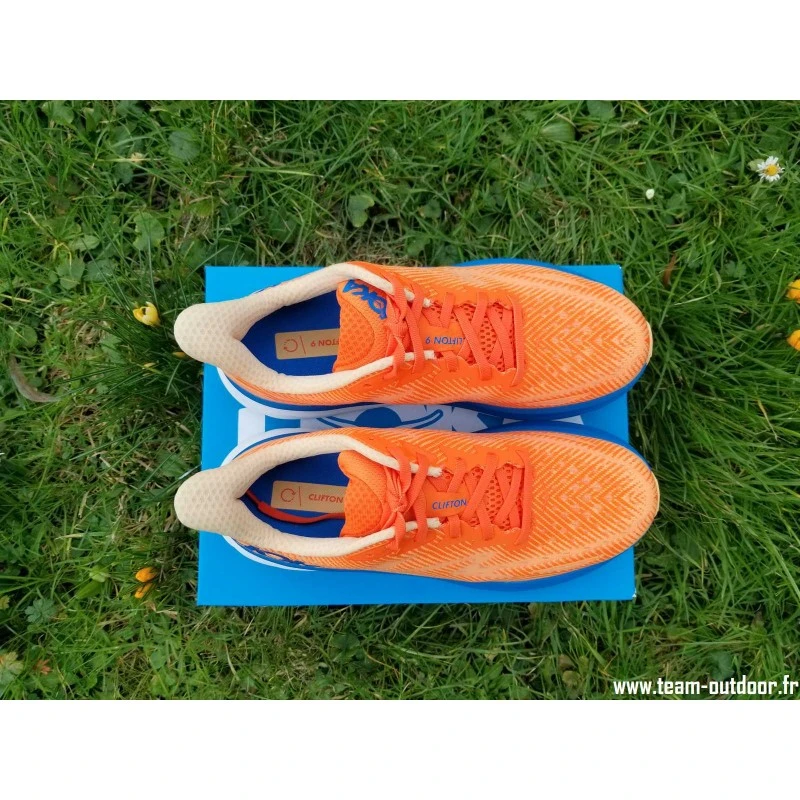 HOKA Clifton 9 Homme Vibrant Orange / Impala 9 HOKA Clifton 9 Homme Vibrant Orange / Impala – Image 8