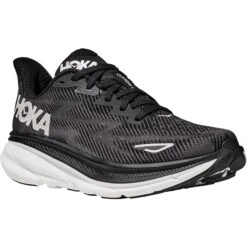 Hoka Chaussures Running Homme - Clifton 9 Wide - Noir / Blanc